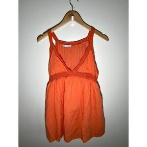 Y2K Babydoll Fairy Festival Boho Lace Trim Mini Dress Womens XS Orange